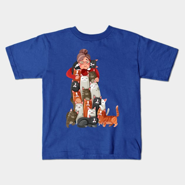 Cat Lover Kids T-Shirt by Mako Design 